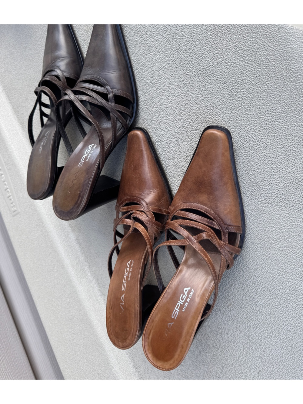VIA SPIGA strappy pointy toe slides pumps leather shoes 6.5M @ 7N ITALY lot of 2
